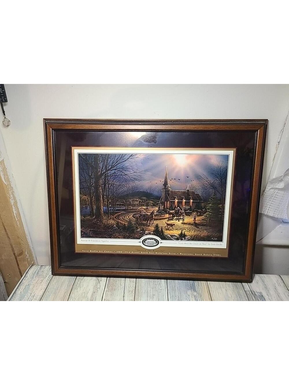 Terry Redlin God Shed His Grace On Thee 19” X 13” Oak Framed Linen Print
